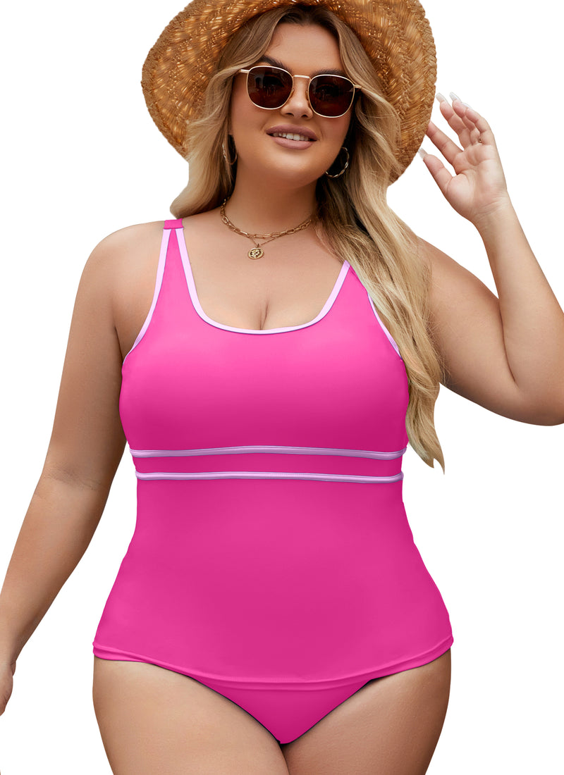 Plus Size Tankini Swimsuits Color Block Bikini