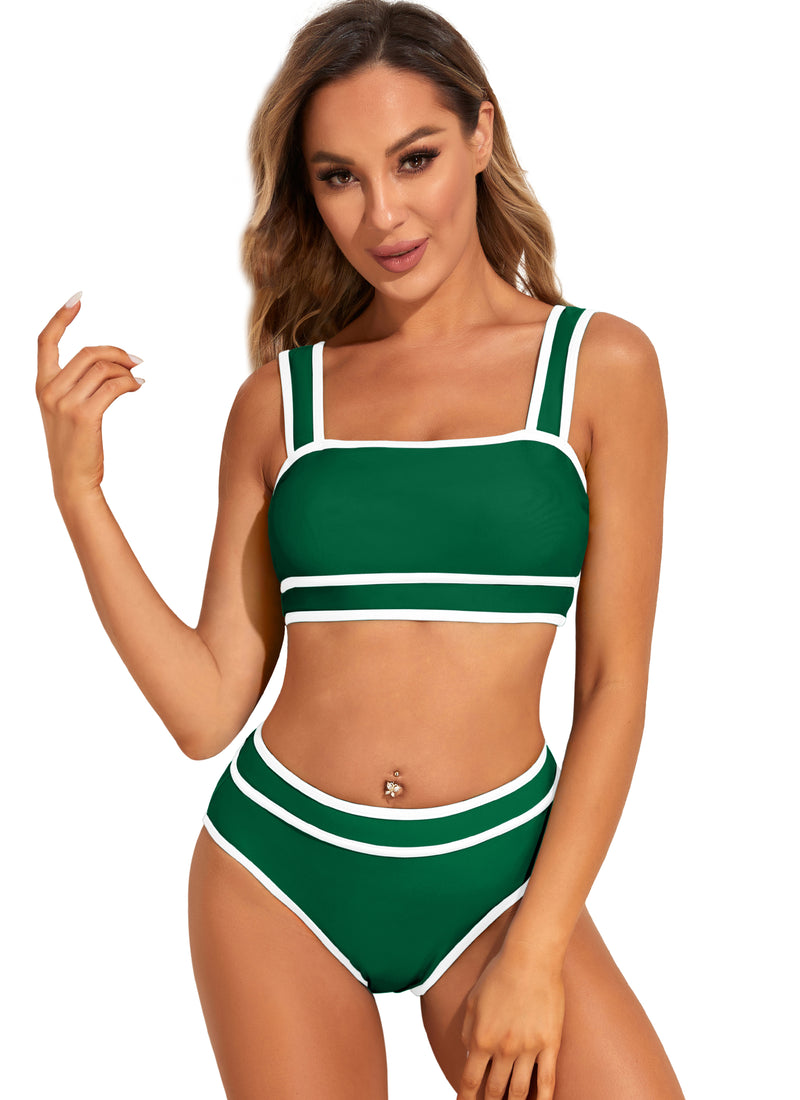 High Waisted Bikini Sets Color Block Swimsuits