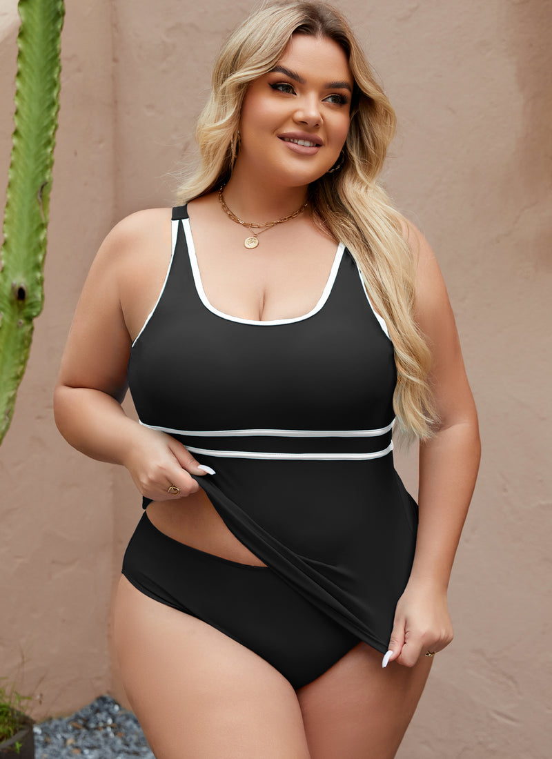 Plus Size Tankini Swimsuits Color Block Bikini