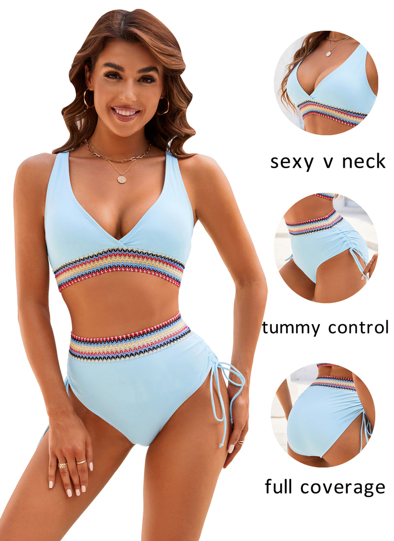 High Waisted Bikini Sets Tummy Control  Swimsuits