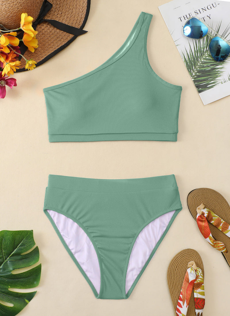 One Shoulder Bikini Sets High Waisted Swimsuits