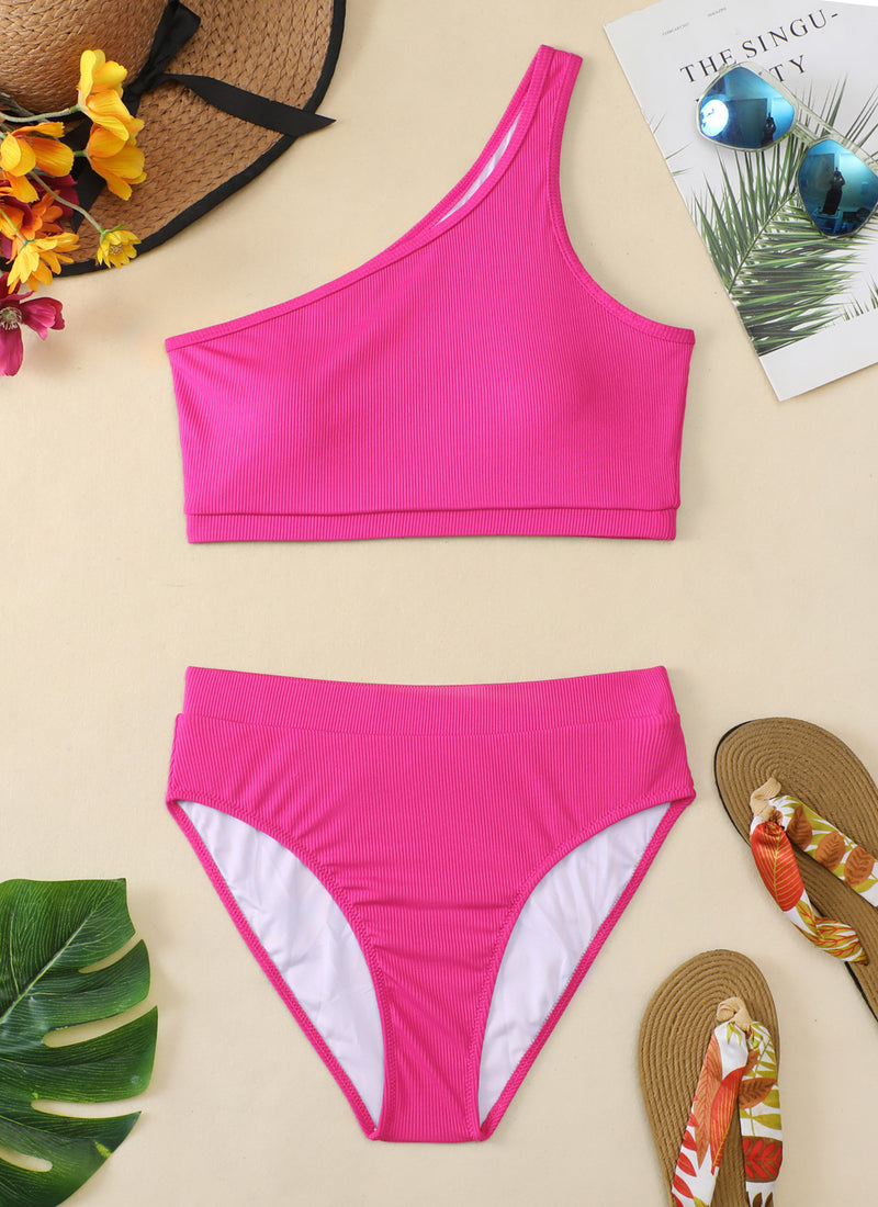 One Shoulder Bikini Sets High Waisted Swimsuits