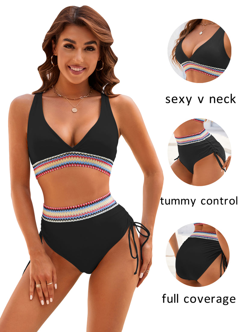 High Waisted Bikini Sets Tummy Control  Swimsuits