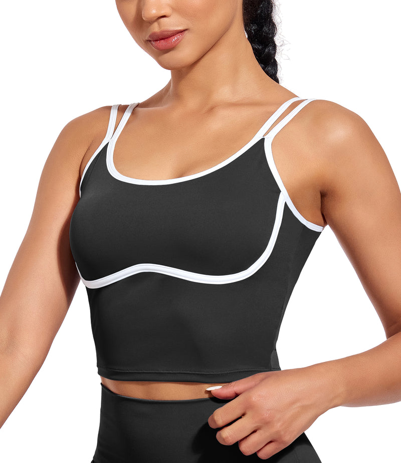 Longline Sports Bra Workout Tops with Built In Bras