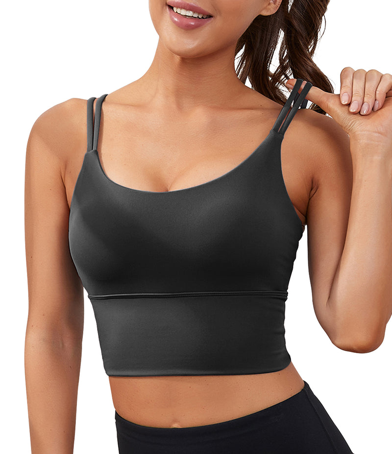 Strappy Longline Cutout Yoga Workout Sports Bra