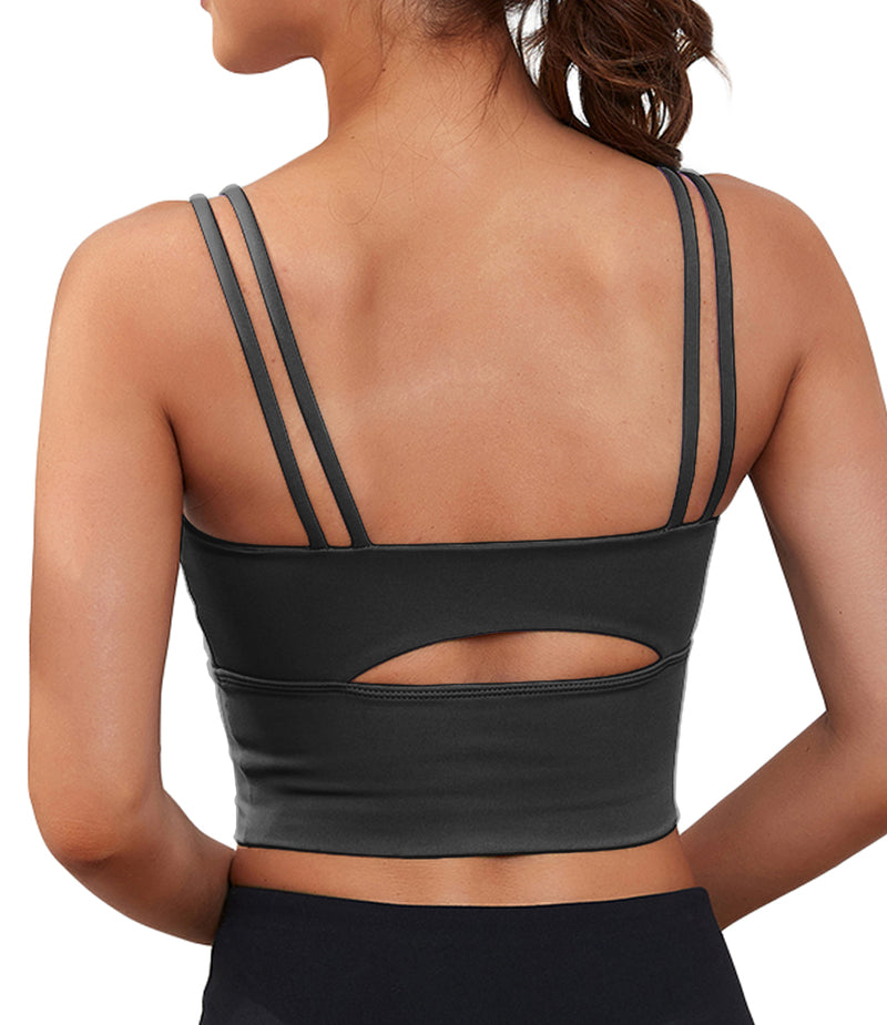 Strappy Longline Cutout Yoga Workout Sports Bra