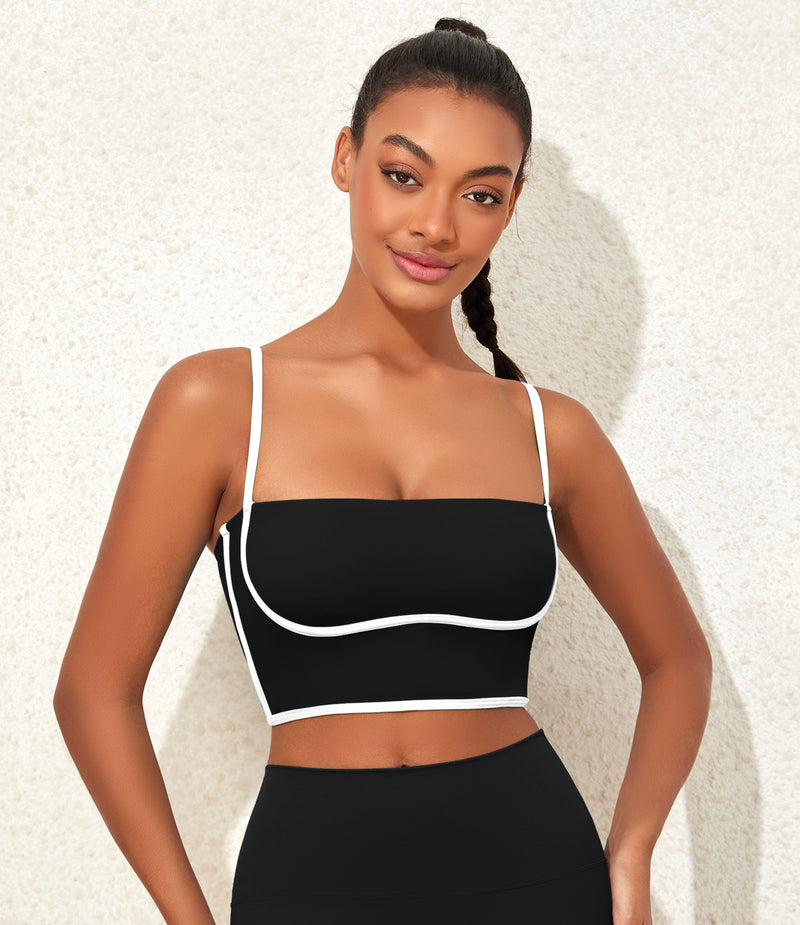 Longline Workout Colorblock Crop Top Sports Bras