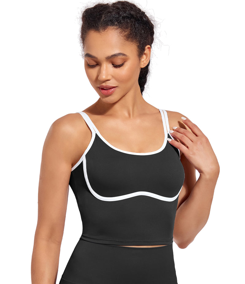 Longline Sports Bra Workout Tops with Built In Bras