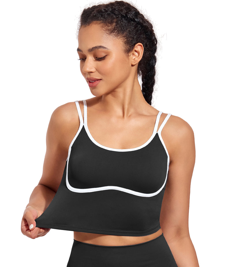 Longline Sports Bra Workout Tops with Built In Bras