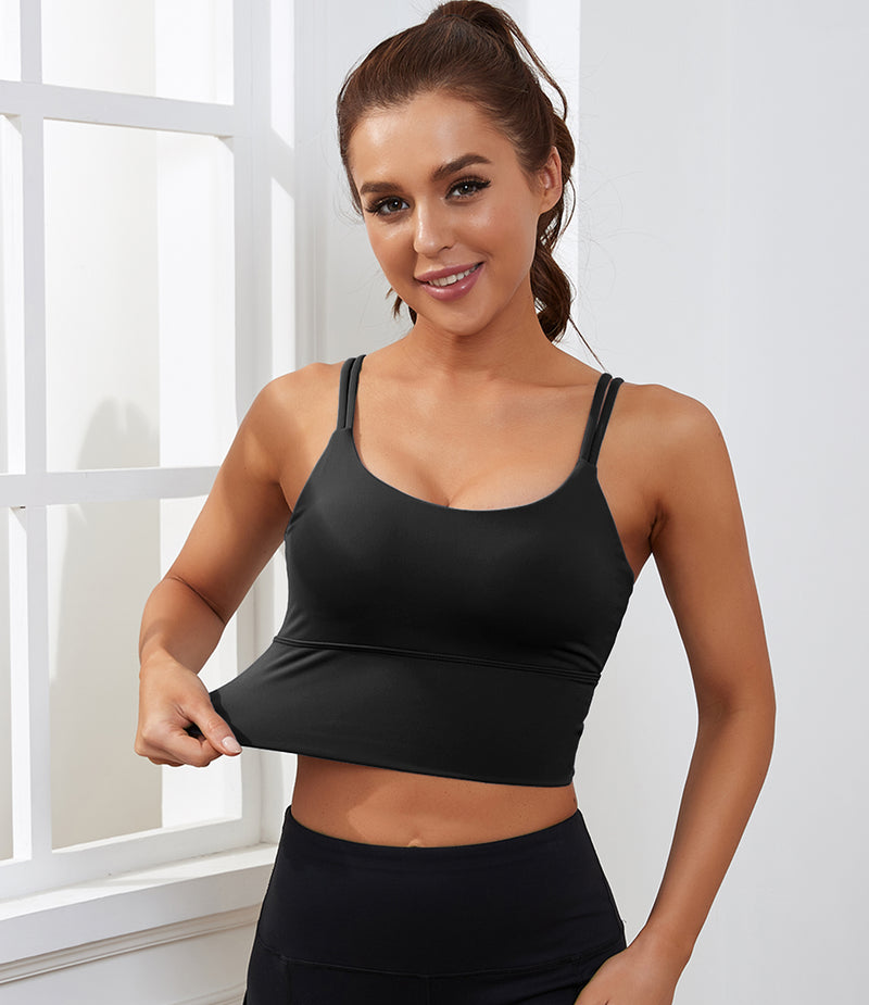 Strappy Longline Cutout Yoga Workout Sports Bra