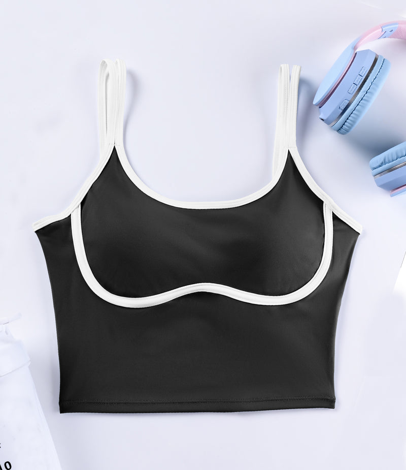 Longline Sports Bra Workout Tops with Built In Bras