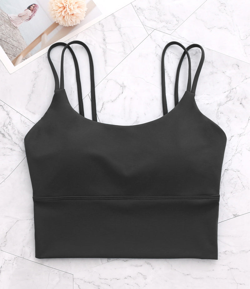 Strappy Longline Cutout Yoga Workout Sports Bra