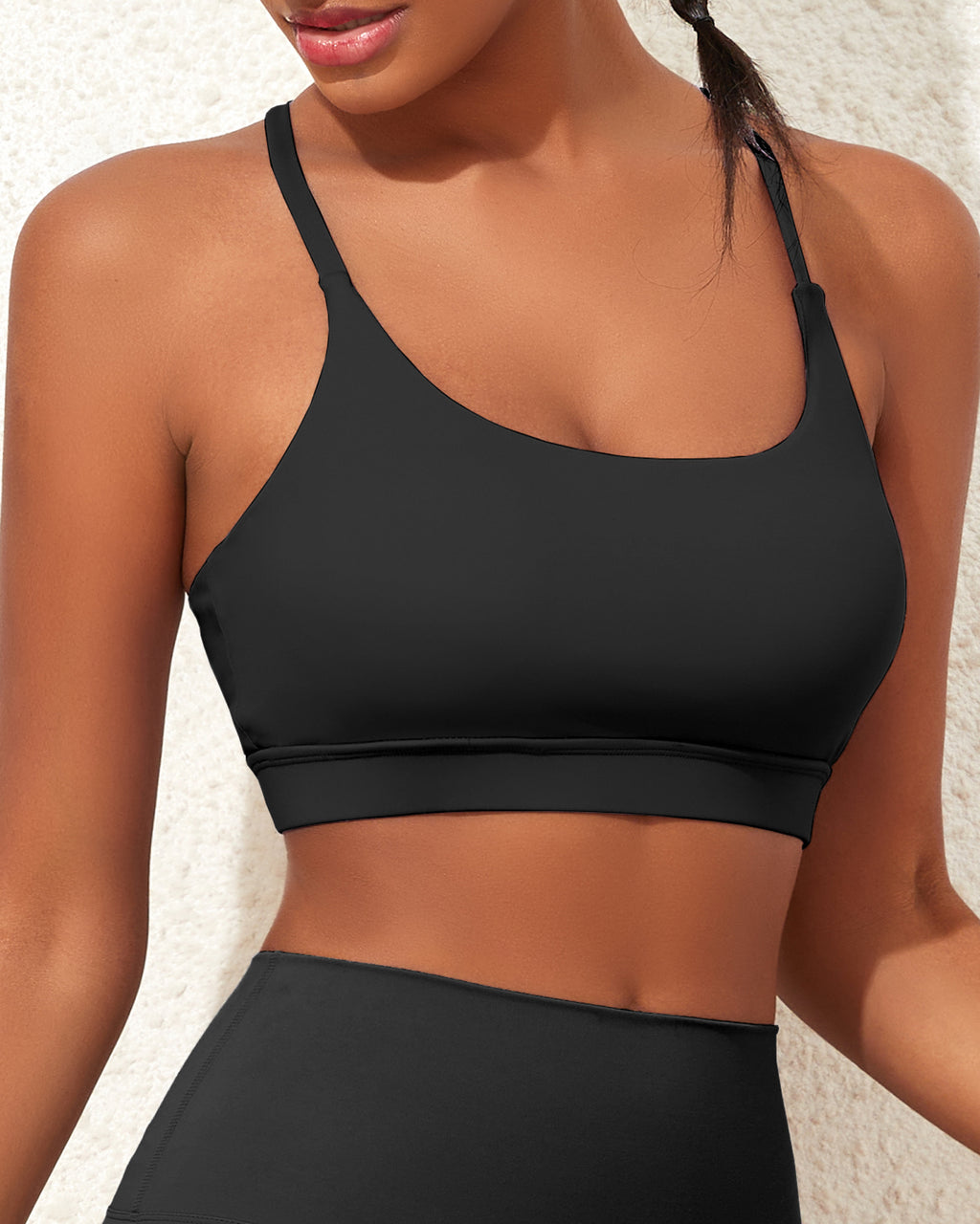 HAOLEI Women's Sports Bras One Shoulder Asymmetrical Bra Workout Fitness  Training Gym Yoga Crop Tank Top Beautiful Back Sports Underwear Black :  : Fashion