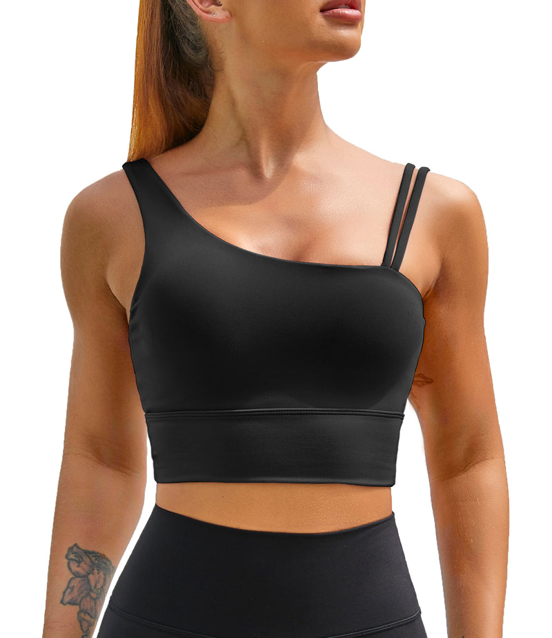 Workout Top Longline Sports Bra with Built in Bras