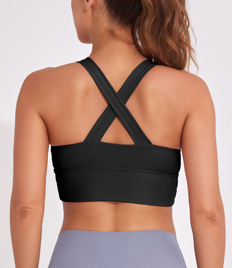 Longline Sports Bra Strappy Yoga Bras Crop Tank