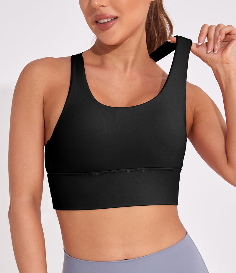 Longline Sports Bra Strappy Yoga Bras Crop Tank