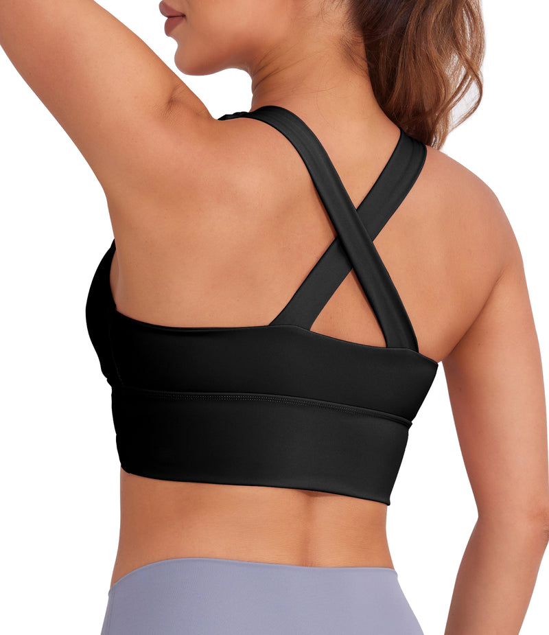 Longline Sports Bra Strappy Yoga Bras Crop Tank