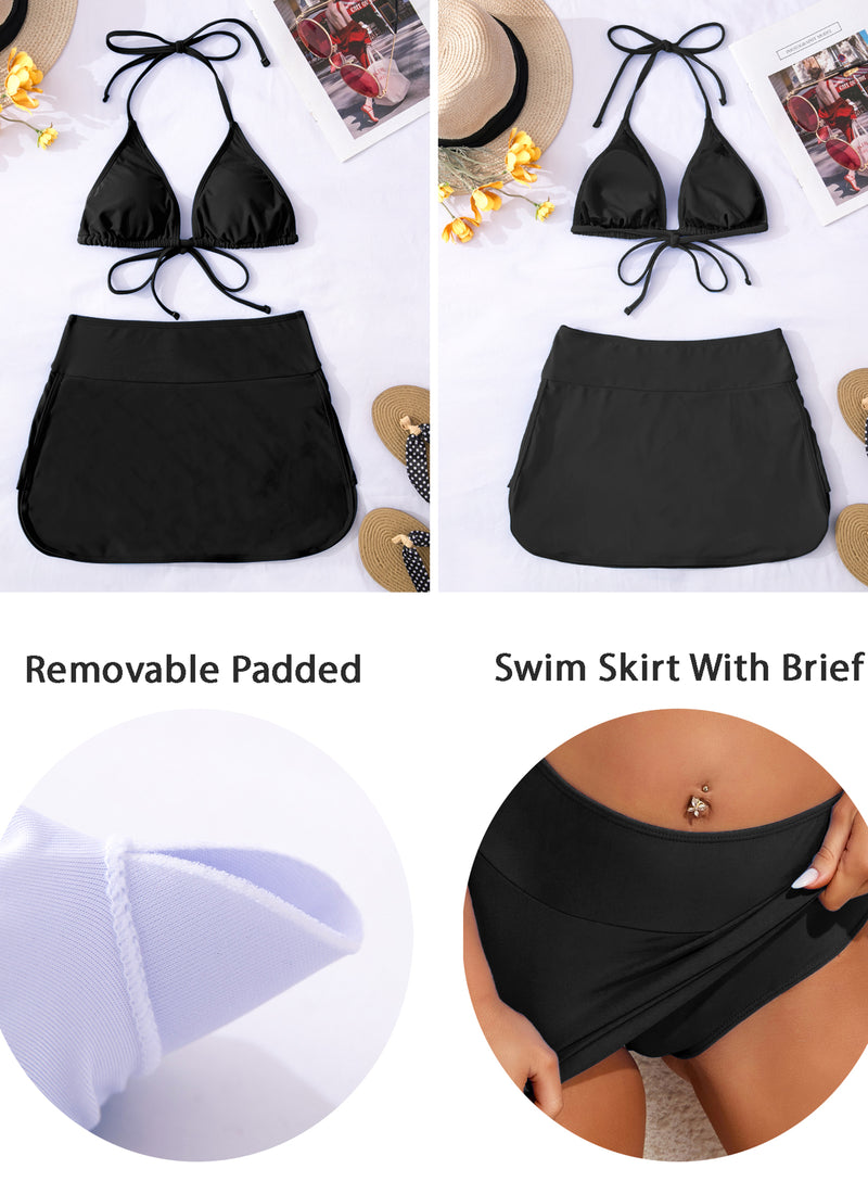 Triangle Bikini Backless Swim Skirts