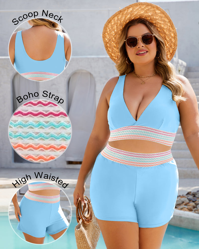 Plus Size Bikini Sets for Women High Waisted