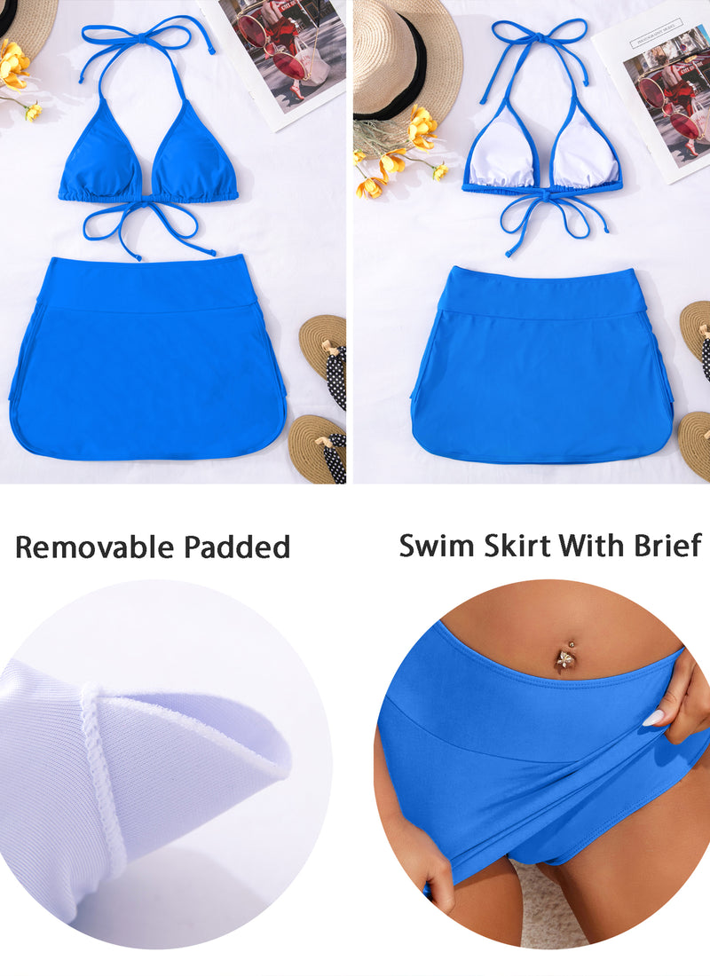 Triangle Bikini Backless Swim Skirts