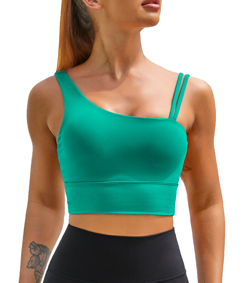 Workout Top Longline Sports Bra with Built in Bras