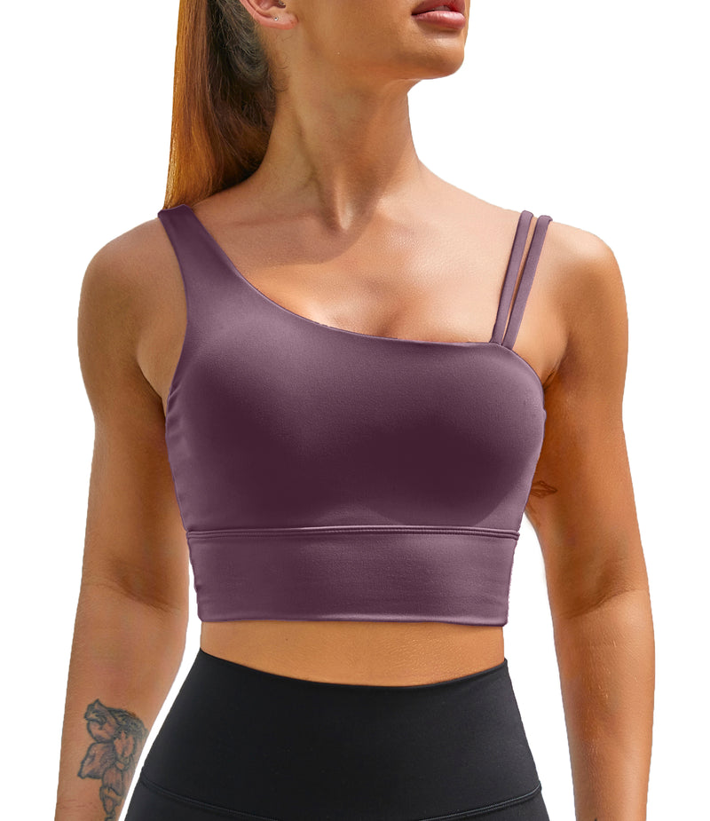 Workout Top Longline Sports Bra with Built in Bras