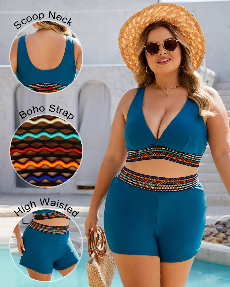 Plus Size Bikini Sets for Women High Waisted