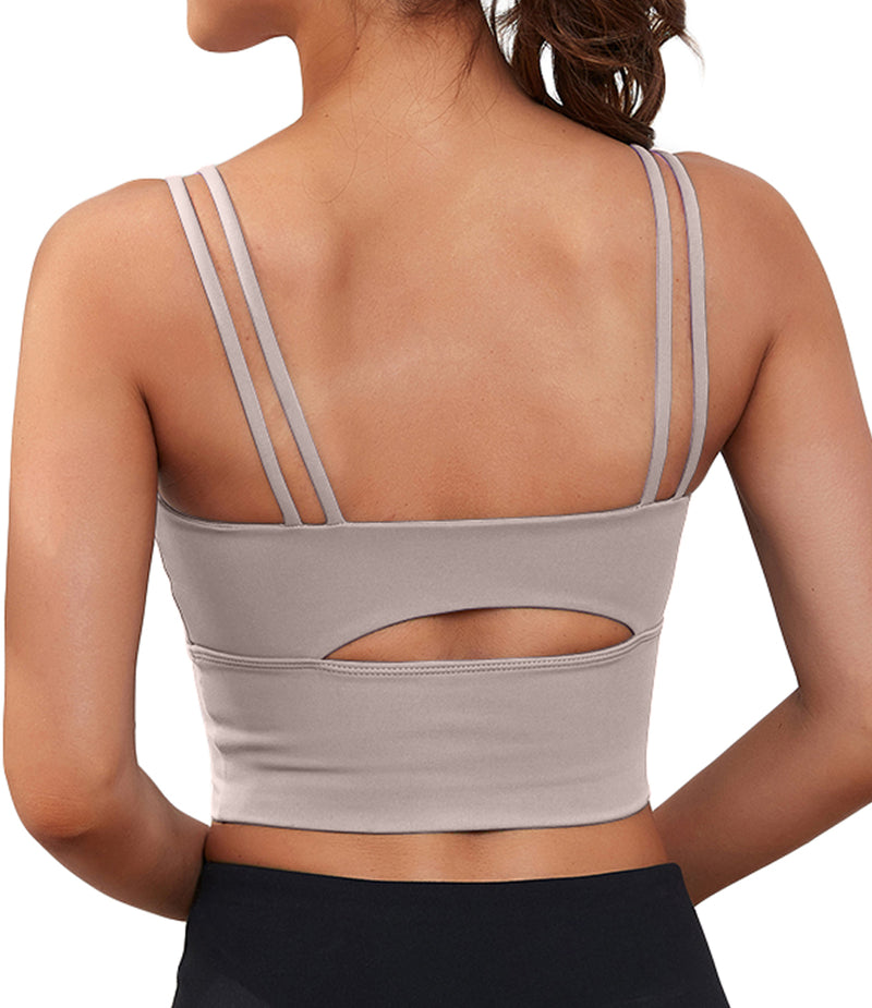 Strappy Longline Cutout Yoga Workout Sports Bra