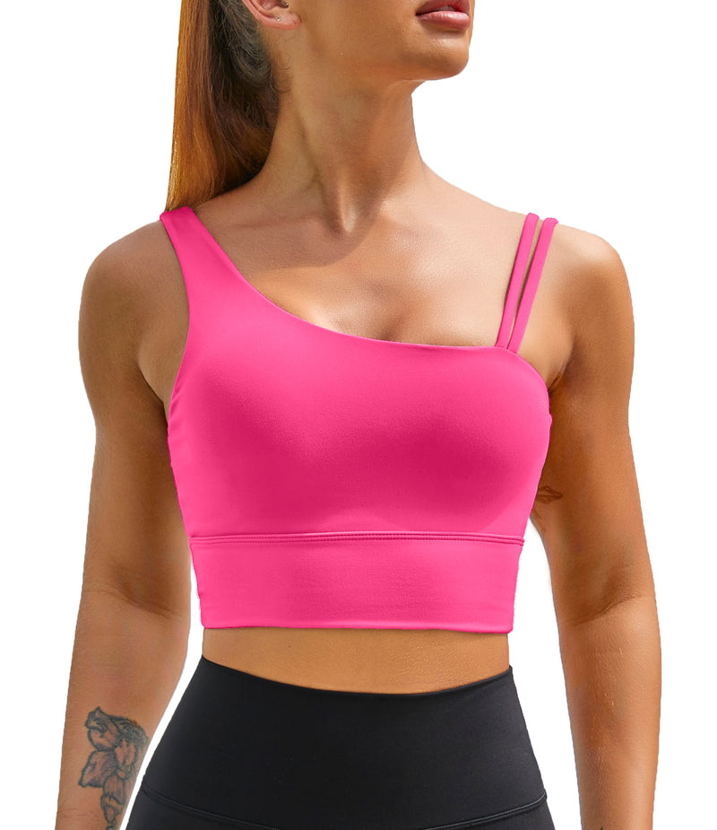 Workout Top Longline Sports Bra with Built in Bras