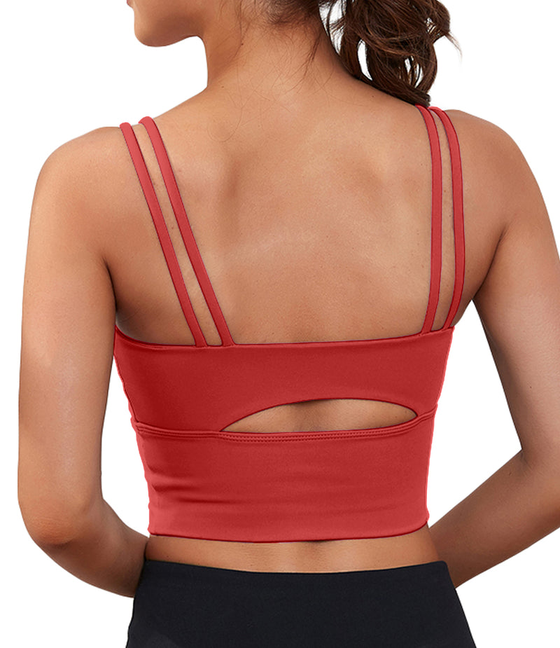 Strappy Longline Cutout Yoga Workout Sports Bra