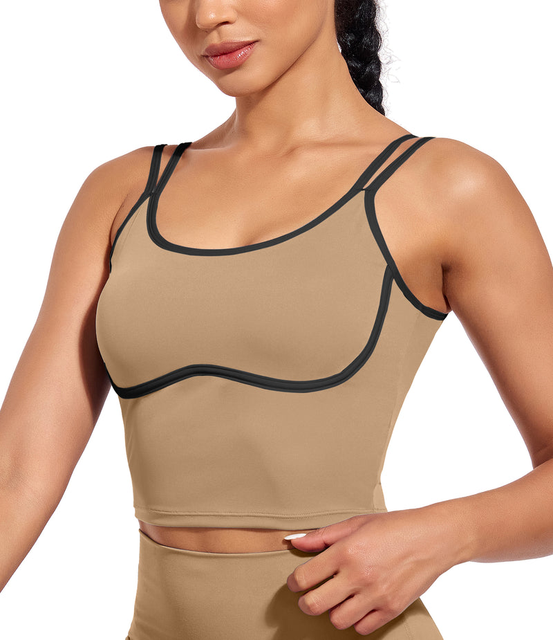 Longline Sports Bra Workout Tops with Built In Bras