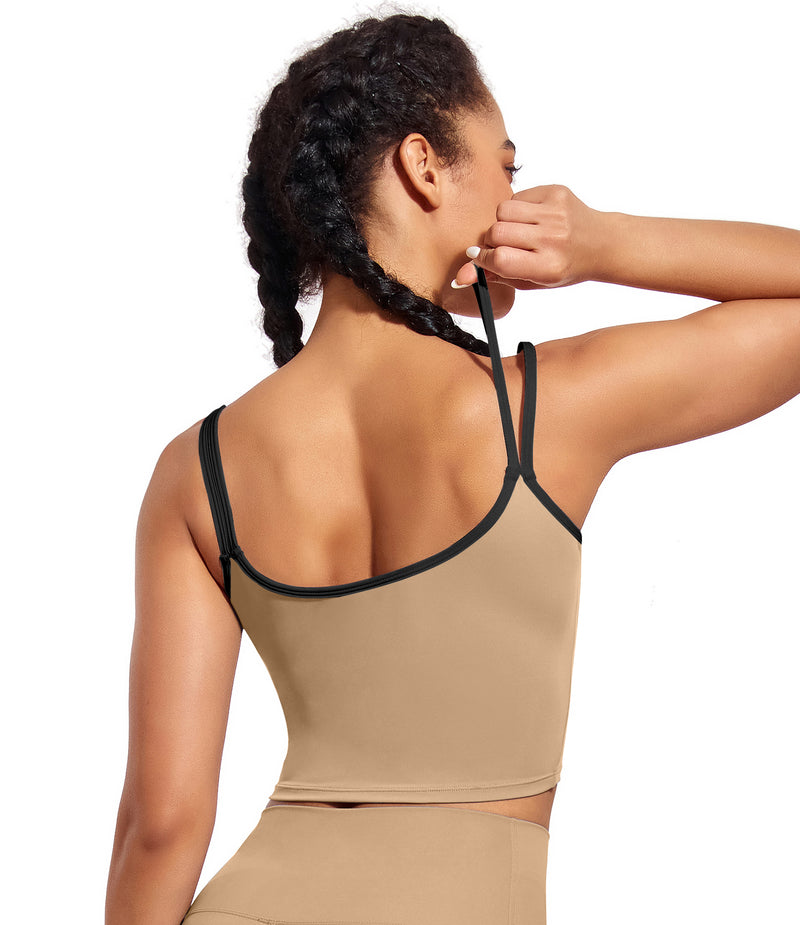 Longline Sports Bra Workout Tops with Built In Bras