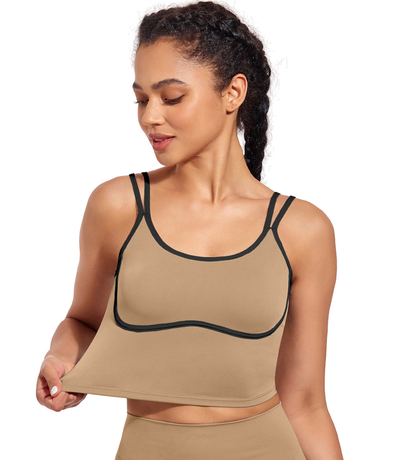 Longline Sports Bra Workout Tops with Built In Bras