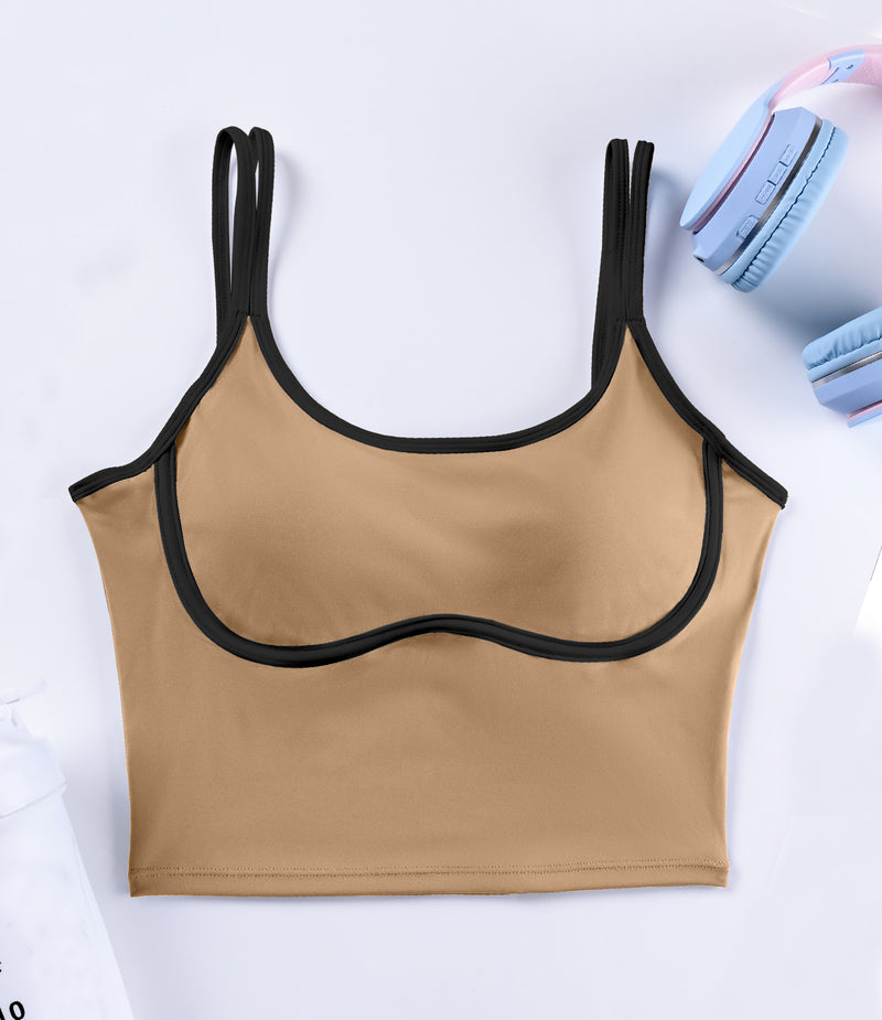 Longline Sports Bra Workout Tops with Built In Bras