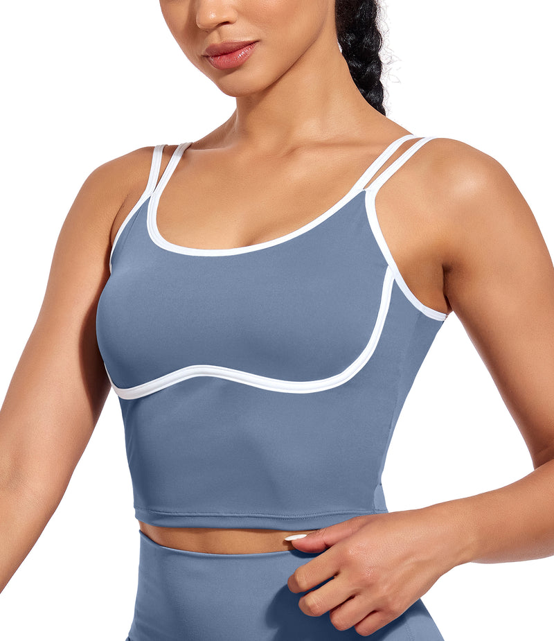 Longline Sports Bra Workout Tops with Built In Bras