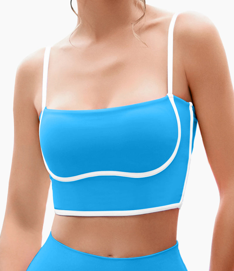 Longline Workout Colorblock Crop Top Sports Bras