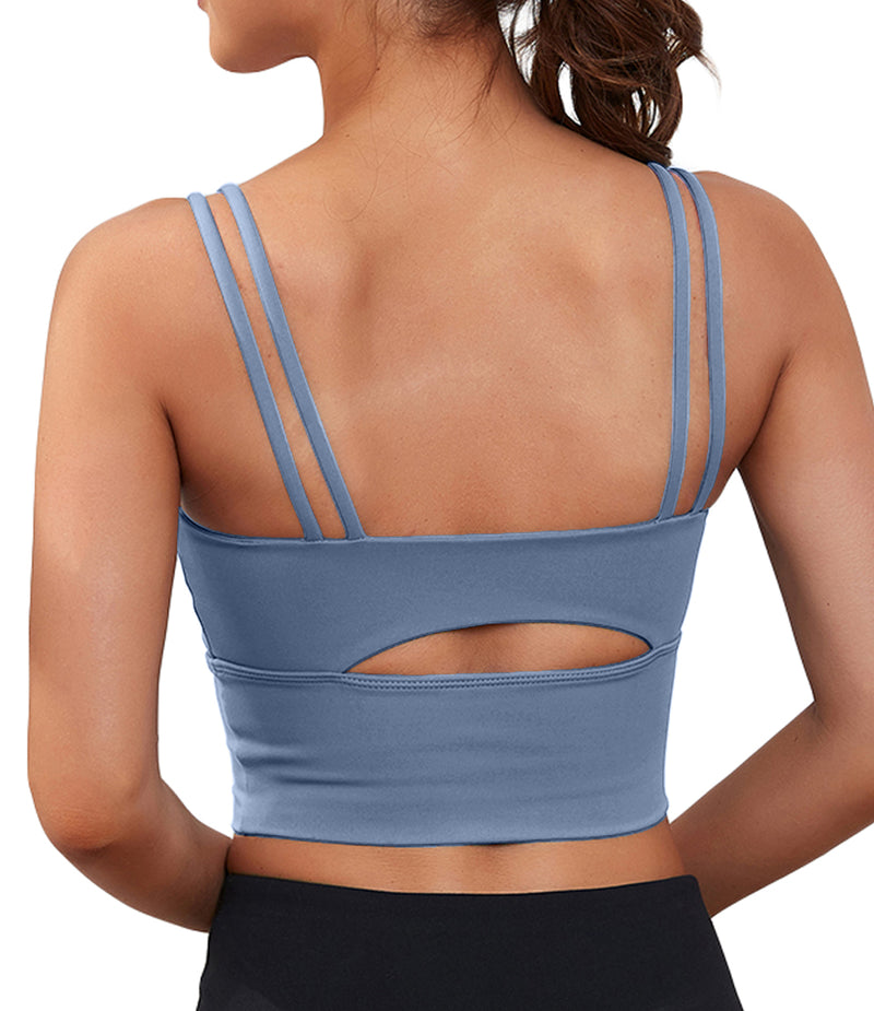 Strappy Longline Cutout Yoga Workout Sports Bra