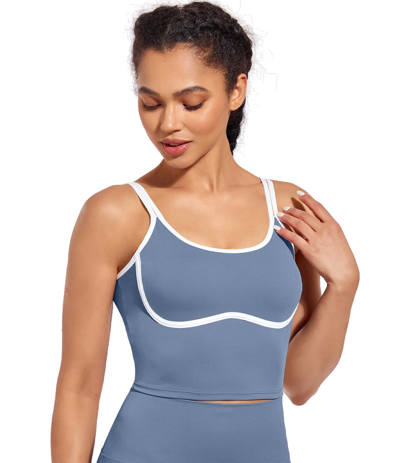 Longline Sports Bra Workout Tops with Built In Bras