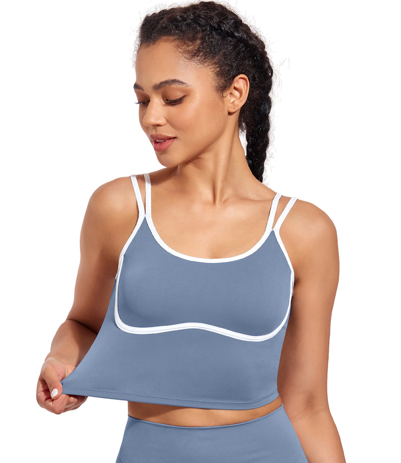 Longline Sports Bra Workout Tops with Built In Bras