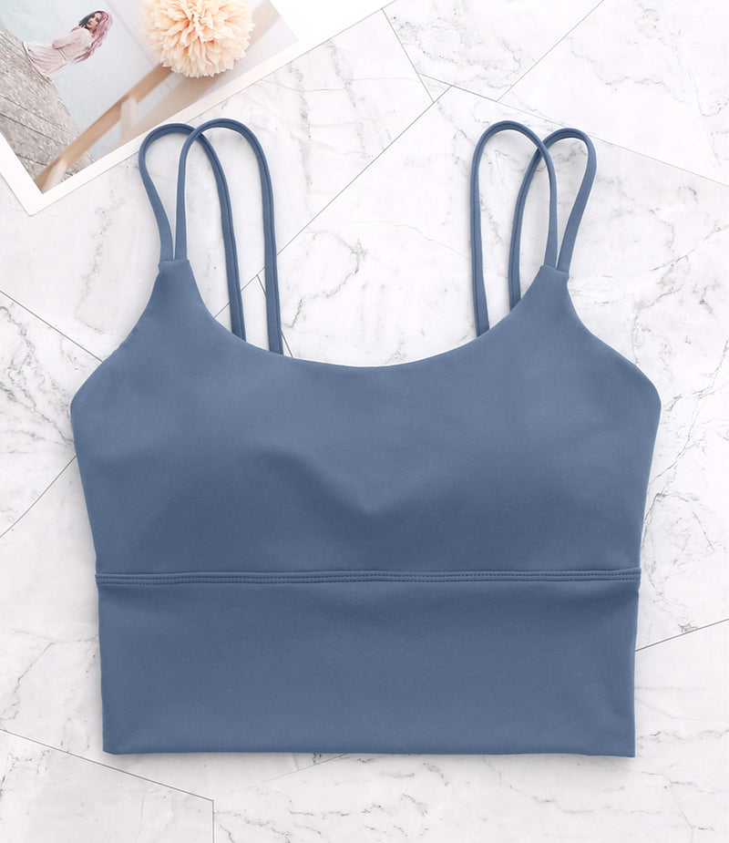 Strappy Longline Cutout Yoga Workout Sports Bra