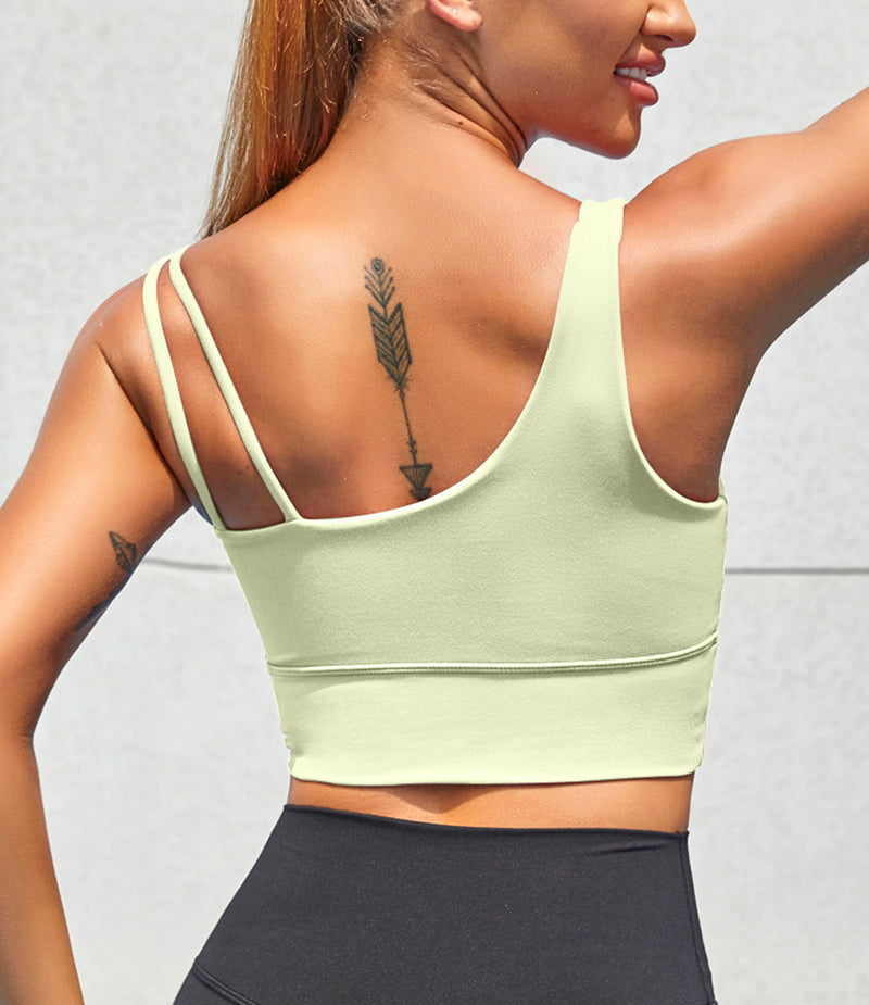 Workout Top Longline Sports Bra with Built in Bras