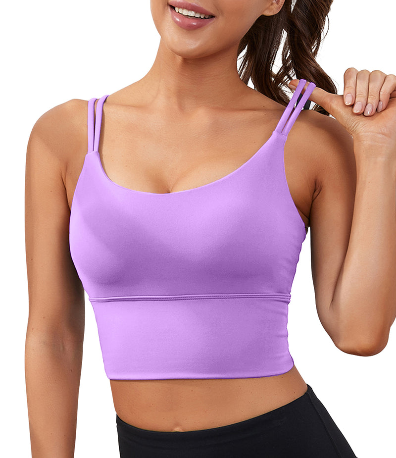 Strappy Longline Cutout Yoga Workout Sports Bra