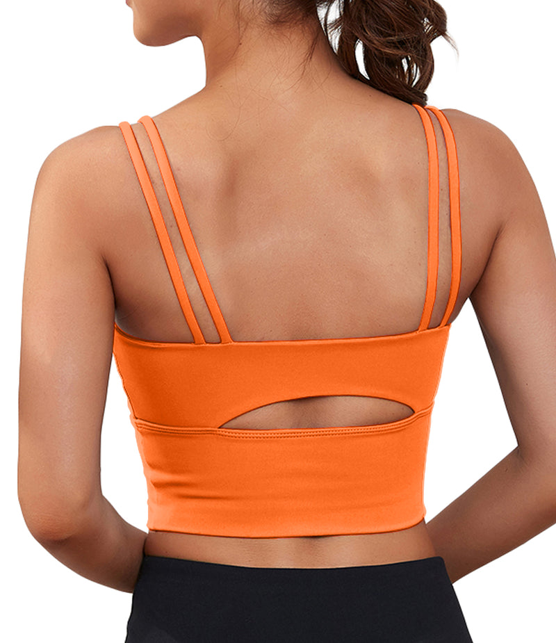 Strappy Longline Cutout Yoga Workout Sports Bra