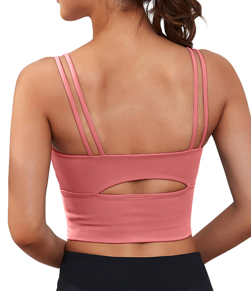 Strappy Longline Cutout Yoga Workout Sports Bra