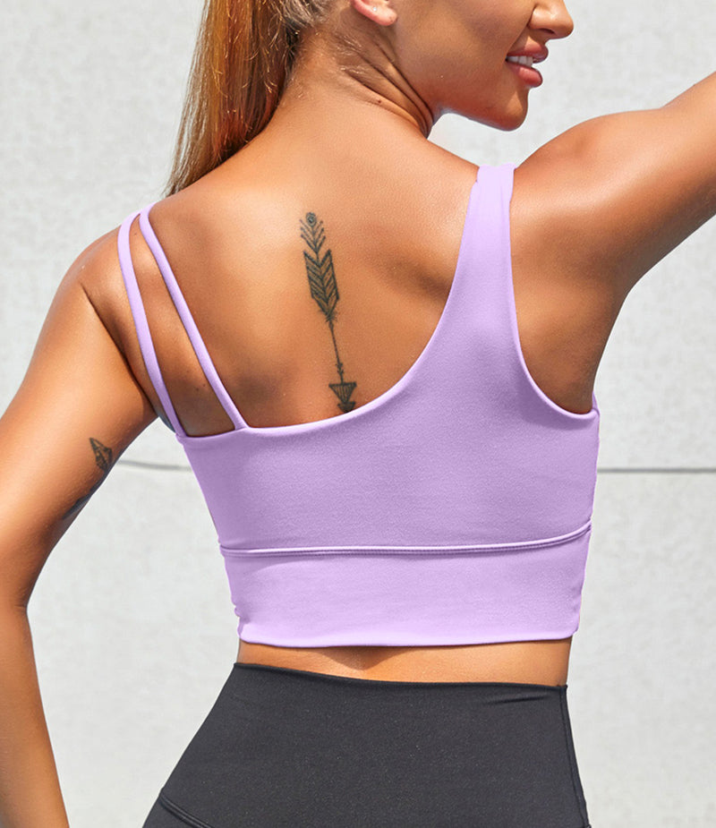 Workout Top Longline Sports Bra with Built in Bras