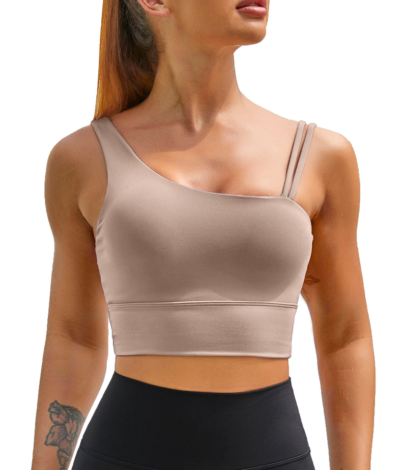 Workout Top Longline Sports Bra with Built in Bras