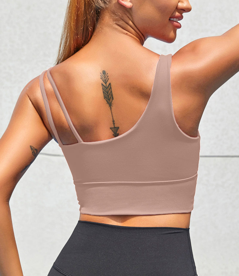 Workout Top Longline Sports Bra with Built in Bras