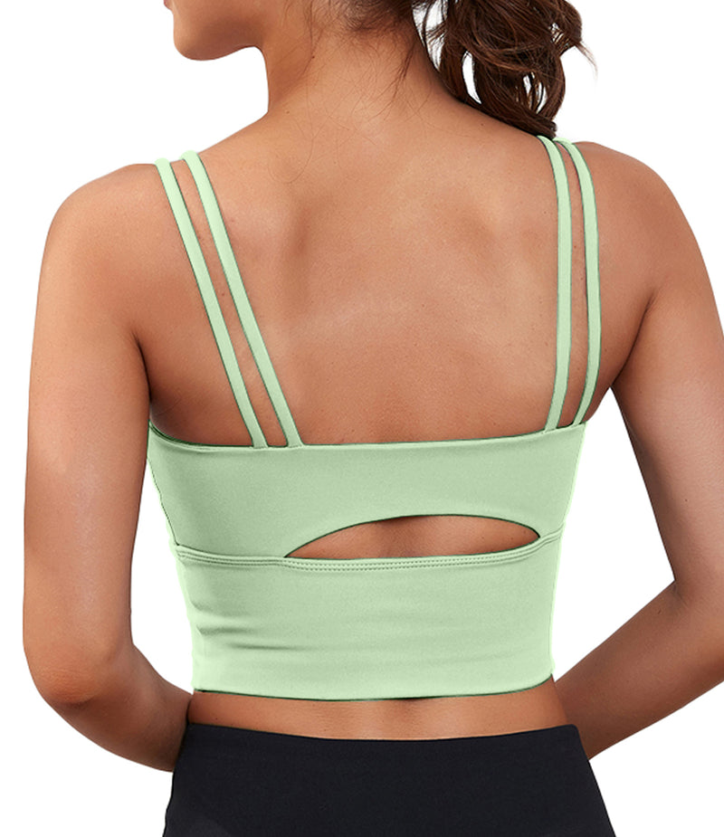 Strappy Longline Cutout Yoga Workout Sports Bra