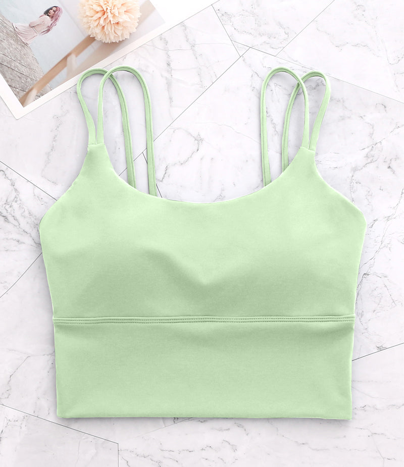 Strappy Longline Cutout Yoga Workout Sports Bra