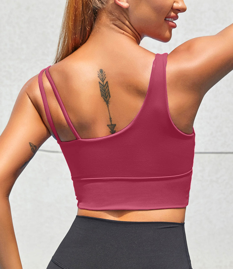 Workout Top Longline Sports Bra with Built in Bras